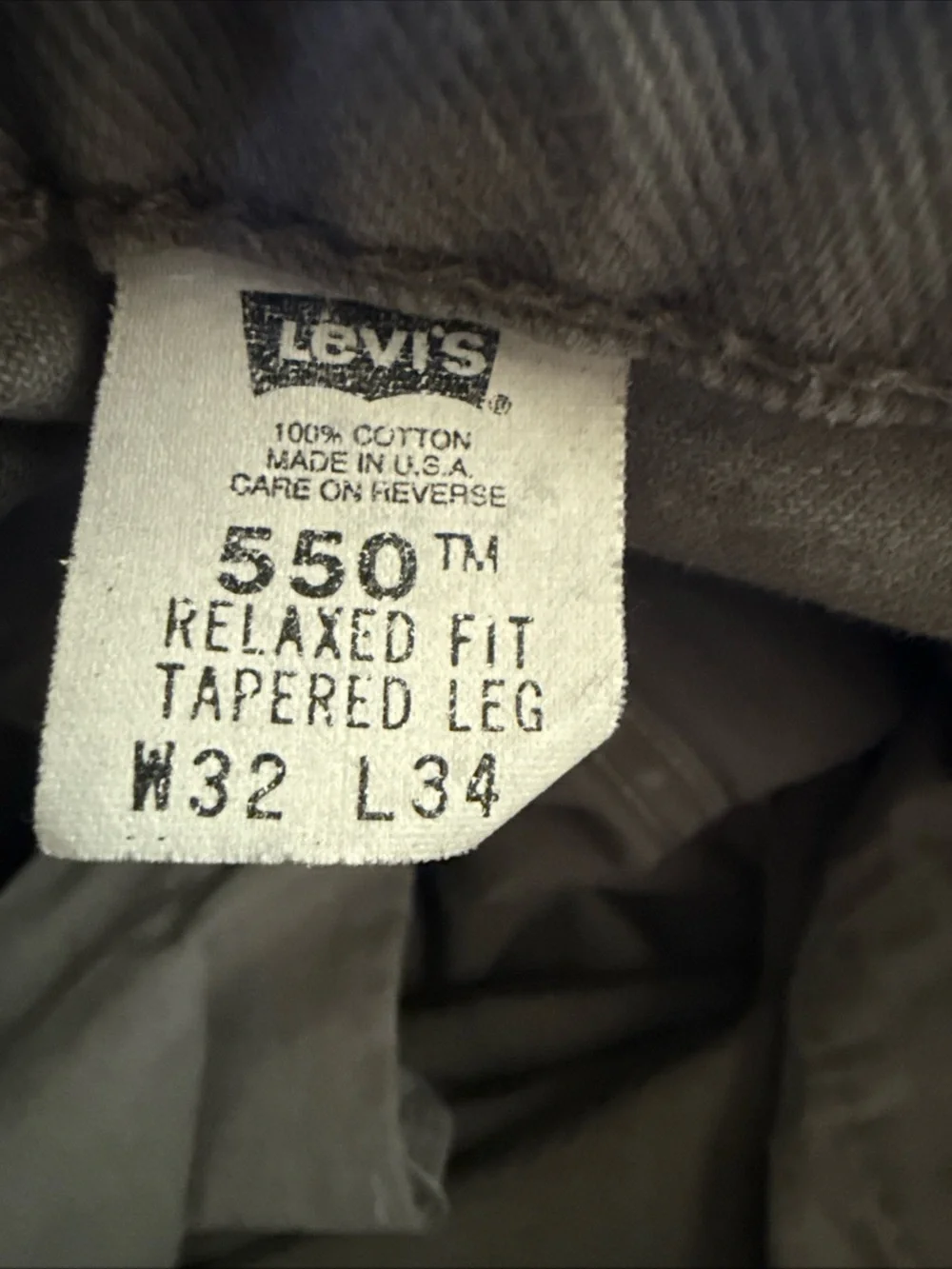 Vintage 90s LEVIS 550 Greenish/Grey Men's Relaxed Fit Tapered Leg 32X34 USA Made